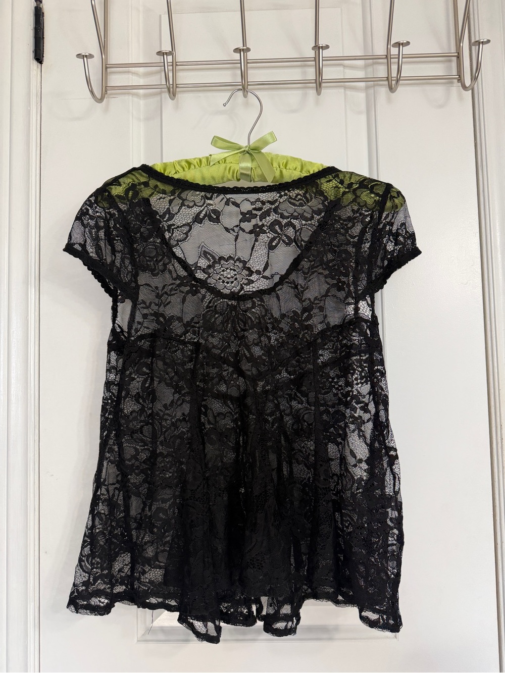 Black Lace Short Sleeve Women's Top